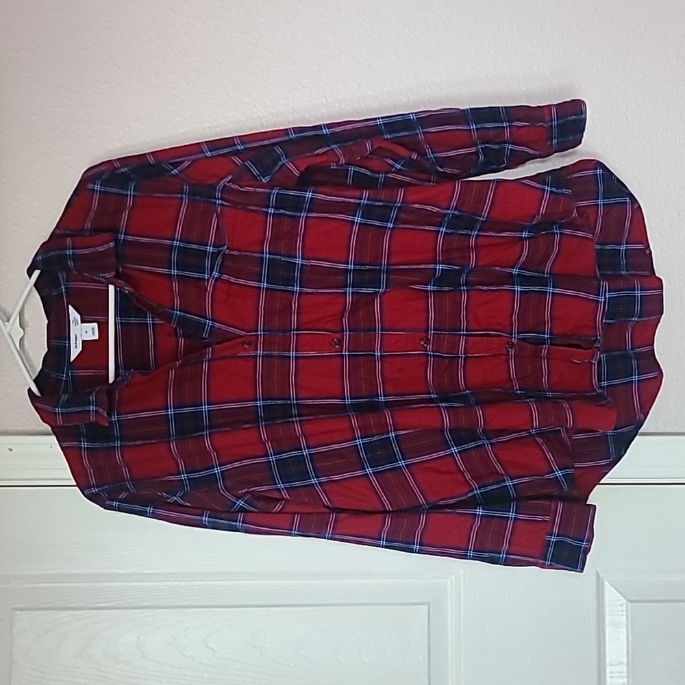 Women’s Old Navy Classic Flannel Shirt Size XL Blue Red Plaid Fall Casual Cotton